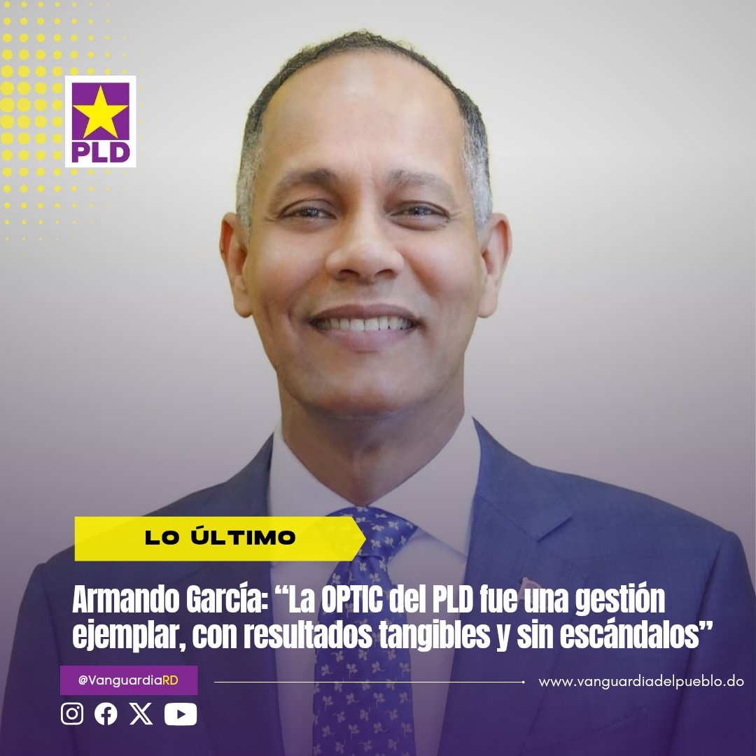 Vanguardia (@vanguardiard) on Twitter photo #LoÚltimoPLD | <a href="/armandogarciap/">Armando García</a>, miembro del Comité Político del Partido de la Liberación Dominicana (PLD), exdirector de la Oficina Presidencial de Tecnologías de la Información y Comunicación (OPTIC), señaló que a pesar de haber recibido un presupuesto superior a los RD$ 3,000 #LoÚltimoPLD | <a href="/armandogarciap/">Armando García</a>, miembro del Comité Político del Partido de la Liberación Dominicana (PLD), exdirector de la Oficina Presidencial de Tecnologías de la Información y Comunicación (OPTIC), señaló que a pesar de haber recibido un presupuesto superior a los RD$ 3,000