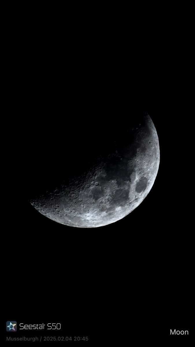 MarkMalinen's tweet photo. The Moon from earlier this evening. Seestar S50. https://t.co/DEjZKJQCdV