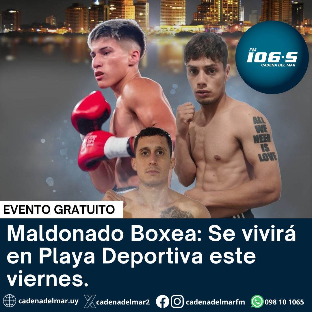 El próximo viernes 7 de febrero, desde las 19.00 horas, se llevará a cabo un evento de boxeo en Playa Deportiva, ubicada en la parada 9 de Playa Mansa.

📰 cadenadelmar.uy/eventos/maldon…