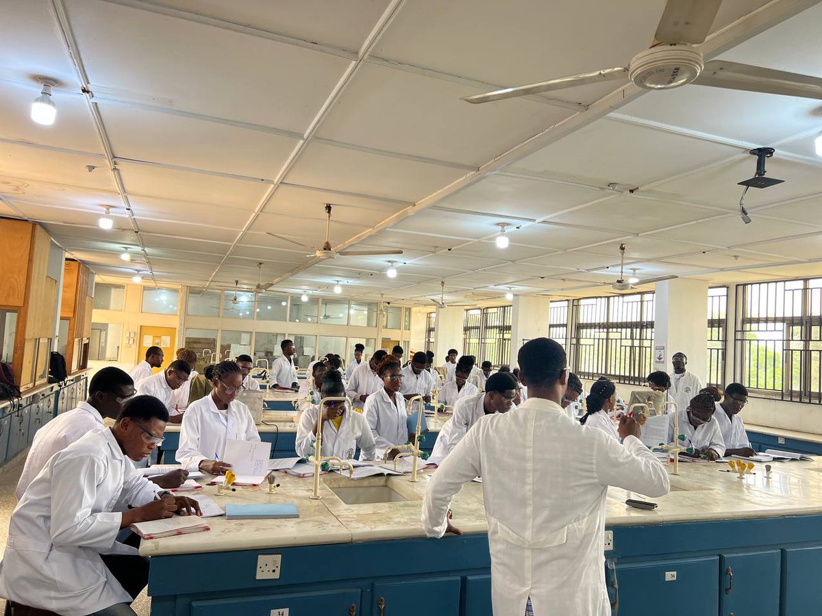 gscsknust's tweet photo. "Day 2 of Freshers' Week: Where curiosity meets chemistry! Our newcomers stepped into the lab, lab coats on, and minds buzzing with excitement. Test tubes clinked, ideas flowed, and the love for science grew. The future of innovation is here!" #FreshersWeek #LabCoatDay https://t.co/pvYj9RY4sK
