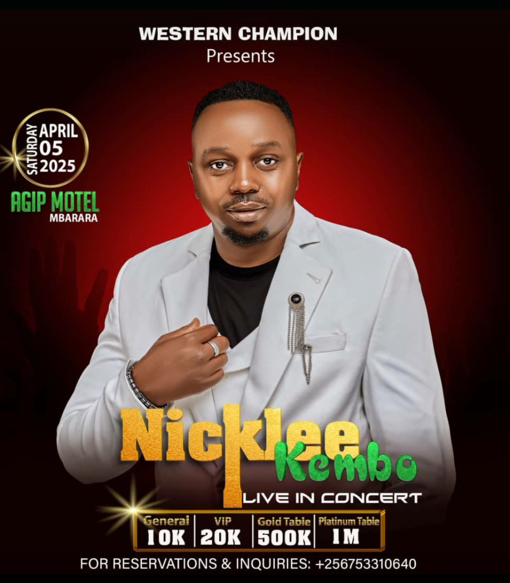 Mbarara city ,#westernuganda  let us stand for western champion #Nickleekembo
Let our man shine #come on 5th April 
#Agipmotel.