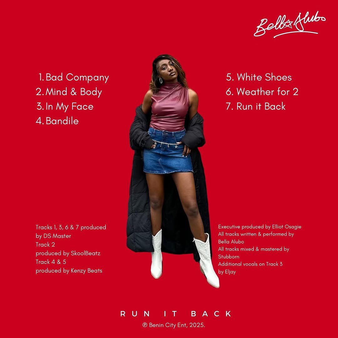 Benin City Entertainment (@benincityent) on Twitter photo Bella Alubo drops her first EP of the Year Run it Back on 2/7
<a href="/BellaAlubo/">Queen Bella π</a>
<a href="/spartadistro/">Sparta Distribution</a> Bella Alubo drops her first EP of the Year Run it Back on 2/7
<a href="/BellaAlubo/">Queen Bella π</a>
<a href="/spartadistro/">Sparta Distribution</a>
