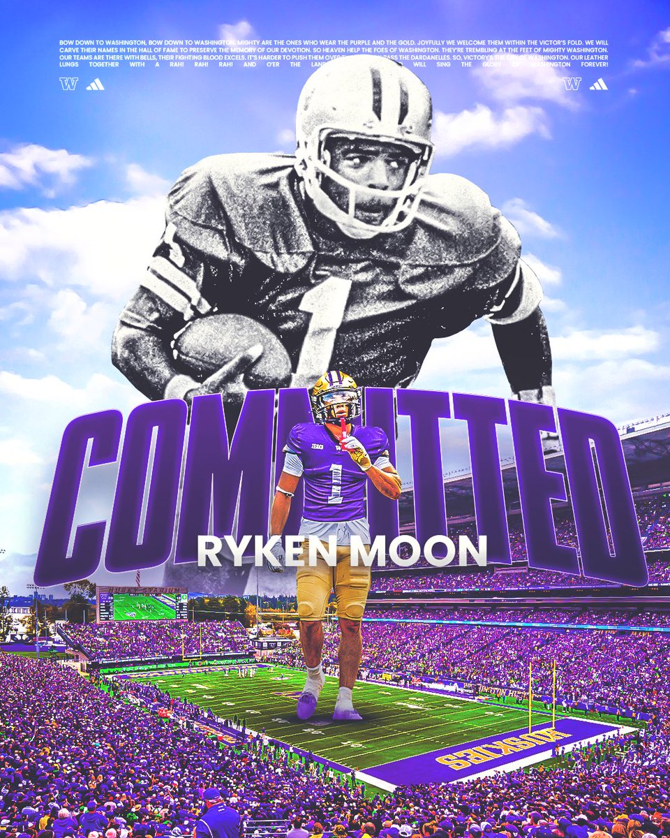 I want to say thank you to my family, teammates, and coaches for supporting me up to this point. I’m excited and grateful to announce my commitment to the University of Washington to play d1 football and further my academics. Go Dawgs! 💜💛🐶