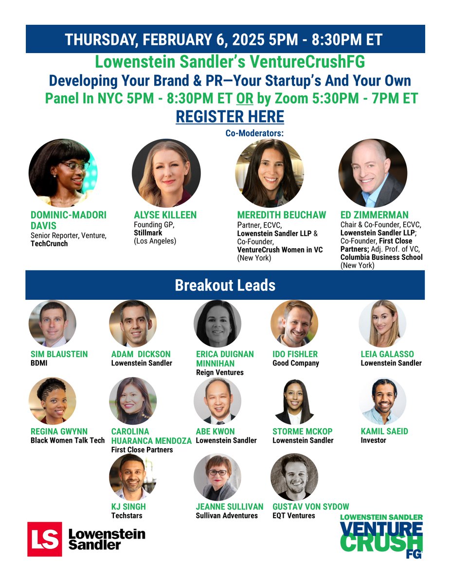 VentureCrush (@venturecrush) on Twitter photo Please join <a href="/VentureCrush/">VentureCrush</a> 2/6 @ 5-8:30PM ET (Live) 5:30-7PM ET (Zoom) Developing Your Brand & PR ā Your Startupās And Your Own w/ <a href="/DominicMadori/">Dom</a> & <a href="/AlyseKilleen/">ALYSE</a>. Meredith Beuchaw & <a href="/EdGrapeNutZimm/">Ed Zimmerman</a> will co-moderate. Breakout leads below.
RSVP: bit.ly/VCFG2625 Please join <a href="/VentureCrush/">VentureCrush</a> 2/6 @ 5-8:30PM ET (Live) 5:30-7PM ET (Zoom) Developing Your Brand & PR ā Your Startupās And Your Own w/ <a href="/DominicMadori/">Dom</a> & <a href="/AlyseKilleen/">ALYSE</a>. Meredith Beuchaw & <a href="/EdGrapeNutZimm/">Ed Zimmerman</a> will co-moderate. Breakout leads below.
RSVP: bit.ly/VCFG2625
