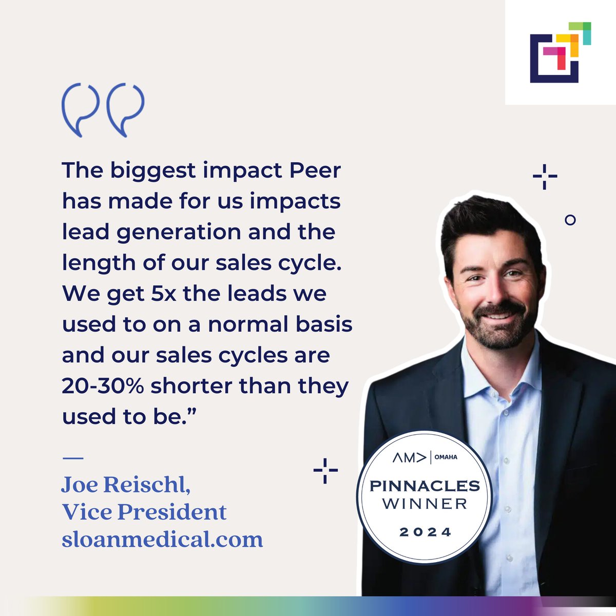 PeerSalesAgency's tweet photo. Nothing makes our team happier or prouder than when our clients succeed! Peer earned two Pinnacle Awards from AMA Omaha for our work to revolutionize the way our partners at Sloan Medical do business. 

Can we help you next? https://t.co/F9eixDwwzH https://t.co/Fir5eifGtf