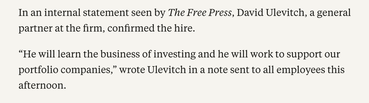 rat king 🐀 (@mikeisaac) on Twitter photo so blue chip VC firm Andreessen Horowitz hires Daniel Penny. you may remember coverage of his trial in 2024
i am not sure what job they're hiring him for or what his qualifications are but in the hiring announcement a partner says they will teach him "the business of investing" so blue chip VC firm Andreessen Horowitz hires Daniel Penny. you may remember coverage of his trial in 2024
i am not sure what job they're hiring him for or what his qualifications are but in the hiring announcement a partner says they will teach him "the business of investing"