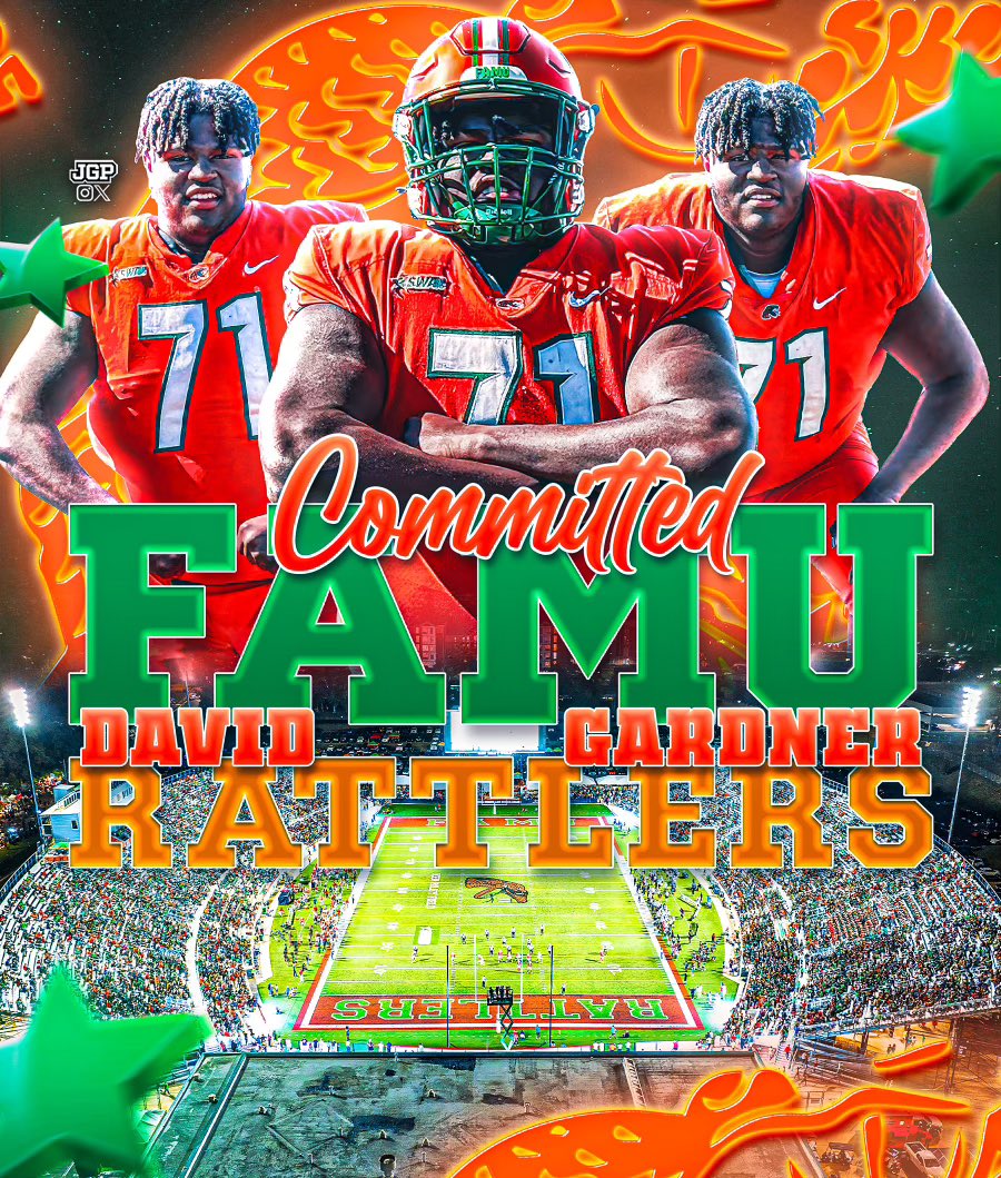 David Gardner (BIG Dave) Class of 2025 (@davidgardner54) on Twitter photo 110% COMMITTED!! ๐๐
Rattler Nation, Iโm Homeโผ๏ธ๐๐๐
#FAMULY #AGTG #FAMU
<a href="/CoachColzie/">James Colzie III</a> <a href="/FAMU_FB/">Florida A&M Football ๐</a> <a href="/CWilliams8076/">Cedric Williams</a> <a href="/HenryBurris/">Henry Burris</a> <a href="/FAMUFBRecruit/">FAMU FB Recruiting</a> <a href="/CoachAustinFB/">Coach Austin Shealy</a> <a href="/OandGStrikezone/">The O&G StrikeZone</a> <a href="/jgpvisuals/">JGPCFB</a> <a href="/KingJames/">LeBron James</a> <a href="/adamgorney/">Adam Gorney</a> <a href="/BrandonHuffman/">Brandon Huffman</a> <a href="/ChadSimmons_/">ChadSimmons</a> <a href="/GregBiggins/">Greg Biggins</a> <a href="/BlairAngulo/">Blair Angulo</a> <a href="/Andrew_Ivins/">Andrew Ivins</a> 110% COMMITTED!! ๐๐
Rattler Nation, Iโm Homeโผ๏ธ๐๐๐
#FAMULY #AGTG #FAMU
<a href="/CoachColzie/">James Colzie III</a> <a href="/FAMU_FB/">Florida A&M Football ๐</a> <a href="/CWilliams8076/">Cedric Williams</a> <a href="/HenryBurris/">Henry Burris</a> <a href="/FAMUFBRecruit/">FAMU FB Recruiting</a> <a href="/CoachAustinFB/">Coach Austin Shealy</a> <a href="/OandGStrikezone/">The O&G StrikeZone</a> <a href="/jgpvisuals/">JGPCFB</a> <a href="/KingJames/">LeBron James</a> <a href="/adamgorney/">Adam Gorney</a> <a href="/BrandonHuffman/">Brandon Huffman</a> <a href="/ChadSimmons_/">ChadSimmons</a> <a href="/GregBiggins/">Greg Biggins</a> <a href="/BlairAngulo/">Blair Angulo</a> <a href="/Andrew_Ivins/">Andrew Ivins</a>
