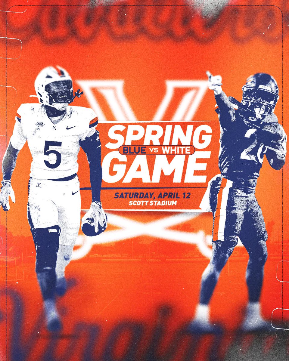 Mark your calendars✔️
🔵⚪️ Spring Game

📆 April 12
📍 Scott Stadium

See you there Hoos‼️

#UVAStrong | #GoHoos ⚔️