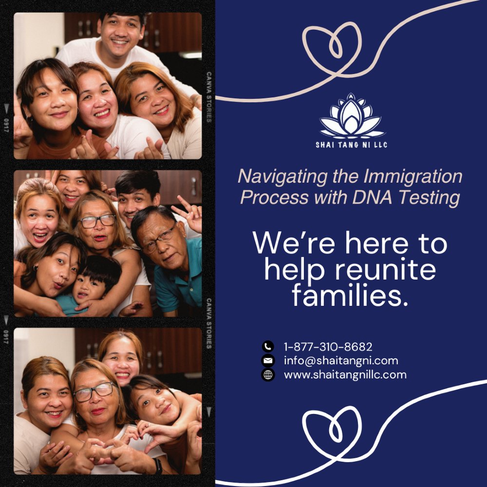ShaiTangNi's tweet image. Immigration applications can be stressful. Our DNA testing services help provide the documentation you need to bring loved ones closer. #immigrationtesting #ShaiTangNi #familyreunification #visaprocess #legaldna #fastresults #reliabletesting #peaceofmind #globalconnections