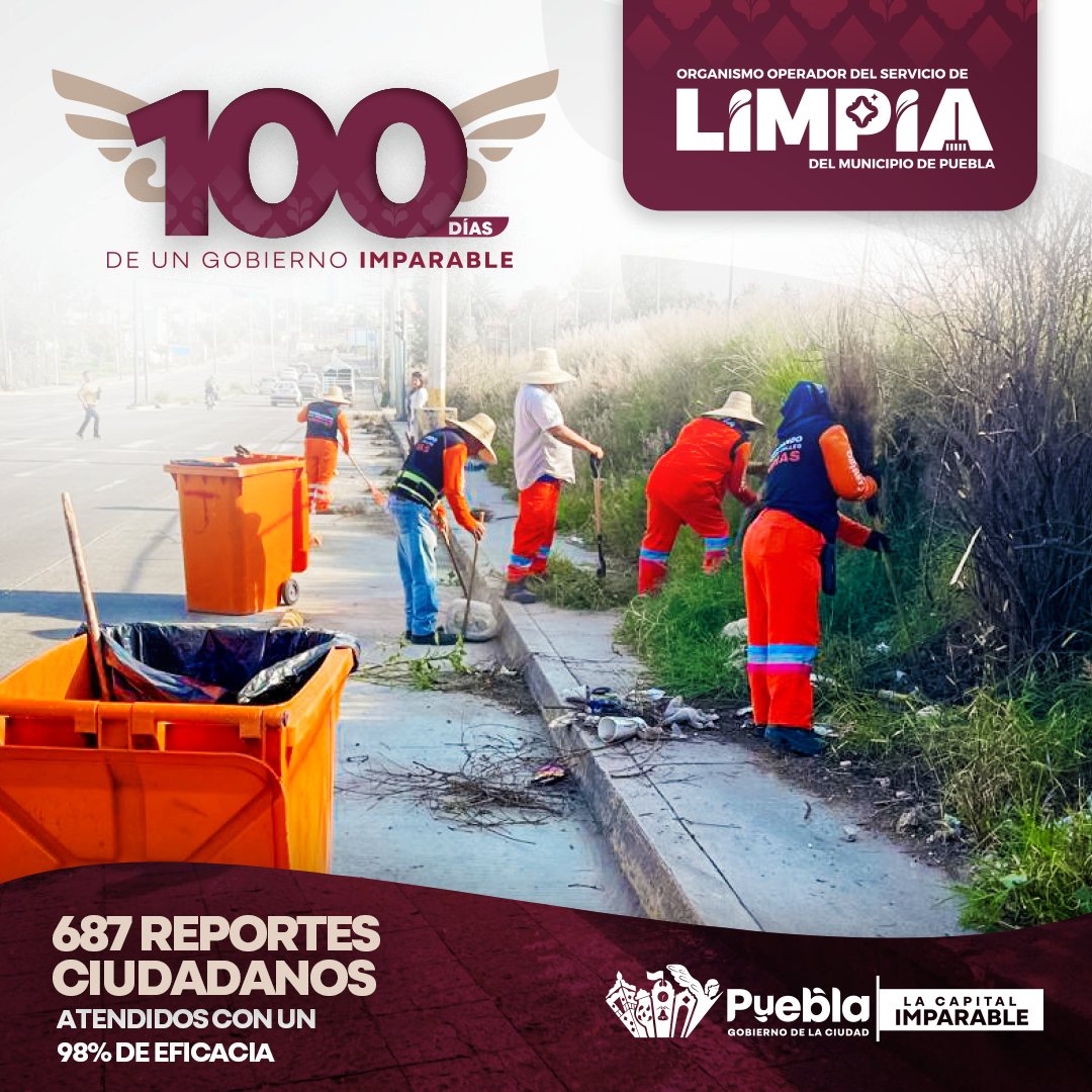 #100DíasImparables de hechos, no palabras. ✅

🫧 Atendimos 687 reportes ciudadanos, asegurando espacios más limpios y ordenados para todas y todos. 🏙️
¡Vamos por más! 🚀 

#LaCapitalImparable🪽