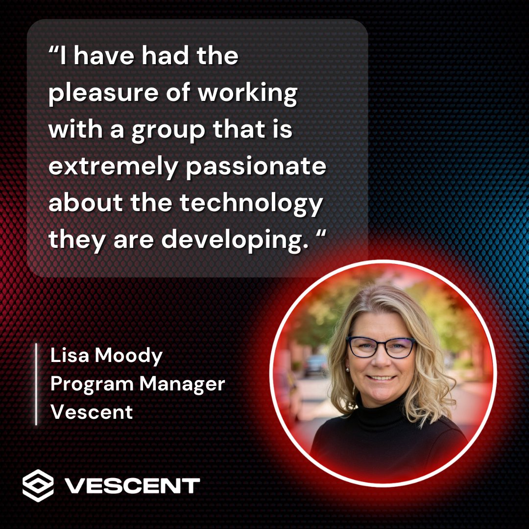 Behind the Tech! 🚀✨ Pt. 7 In today's spotlight, Lisa, our Program Manager, shares what she loves about being a part of the Vescent team.   
Full quote here &gt;&gt; link.vescent.com/BehindTheTech7
#BehindTheTech #VescentTech #Teamwork #BehindTheScenes #Quantum #Innovation