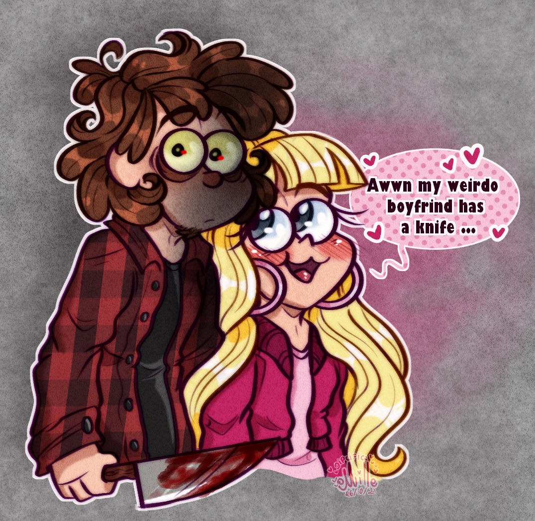 MilleDPurple's tweet image. A redraw of a possessive bf or something …. 💀🔪
#dipcifica #GravityFalls #fanart