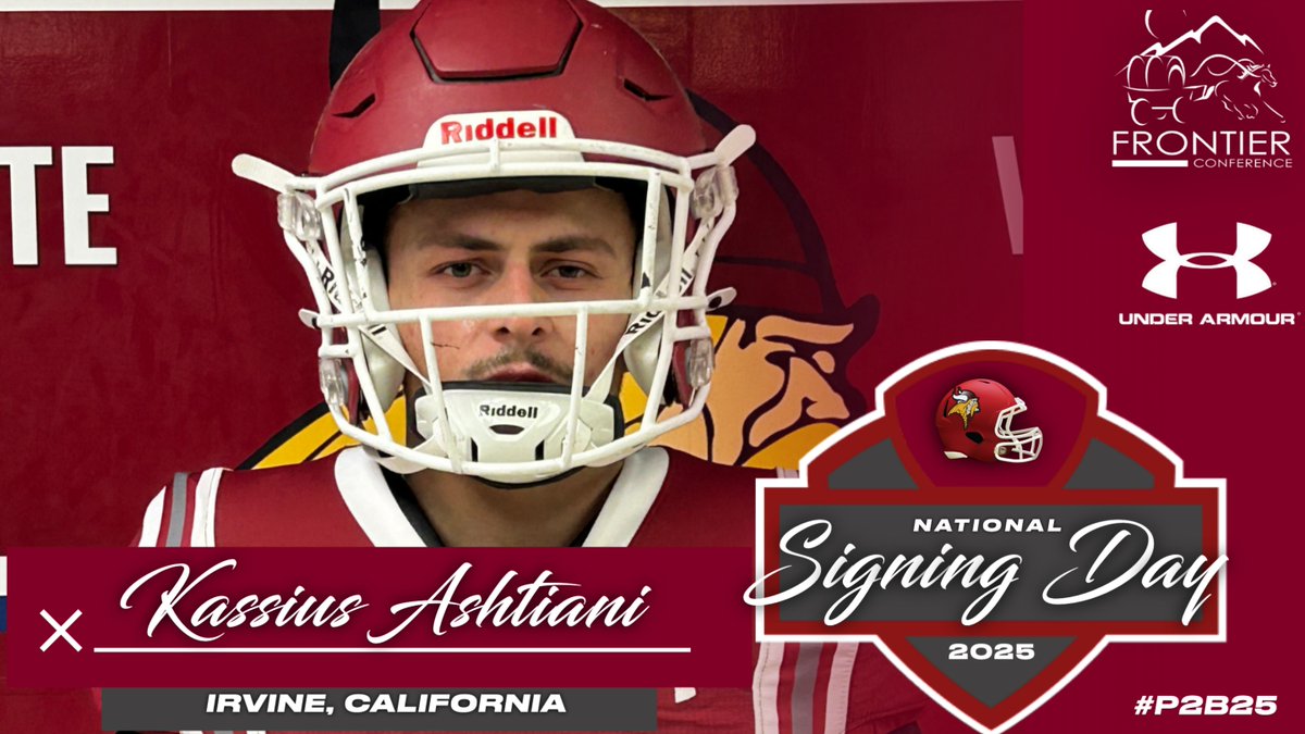 VCSU Football (@vcsu_football) on Twitter photo 🚨 SIGNED! Welcome to the Brotherhood! 🚨
✍️ Kassius Ashtiani
🏈 Pos: Wide Receiver
📏 Ht/Wt: 5’10” / 170 lbs
📍 Hometown: Irvine, CA
🏫 Prev School: Riverside City (CA)
🎥 Highlights: youtu.be/2hbze4T2Mt0
Follow ➡️ <a href="/AshtianiKassius/">Kassius Ashtiani</a>
Prev. Program ➡️ <a href="/RCCTigerFB/">RCC Football</a> 🚨 SIGNED! Welcome to the Brotherhood! 🚨
✍️ Kassius Ashtiani
🏈 Pos: Wide Receiver
📏 Ht/Wt: 5’10” / 170 lbs
📍 Hometown: Irvine, CA
🏫 Prev School: Riverside City (CA)
🎥 Highlights: youtu.be/2hbze4T2Mt0
Follow ➡️ <a href="/AshtianiKassius/">Kassius Ashtiani</a>
Prev. Program ➡️ <a href="/RCCTigerFB/">RCC Football</a>