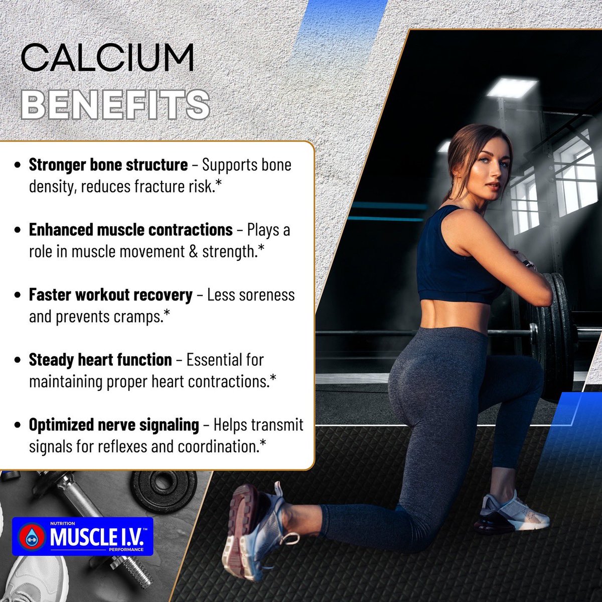 MuscleIV's tweet photo. Heavy lifts demand a solid foundation. Calcium isn’t just for bones—it’s key for muscle contractions, nerve function, and injury prevention.
#StrengthTraining #LiftHeavy #FitnessFuel #CalciumBenefits #StayStrong #workout #TrainSmart #GymEssentials #gymmotivation #ootd #MuscleIV https://t.co/DlSZCiVzRB