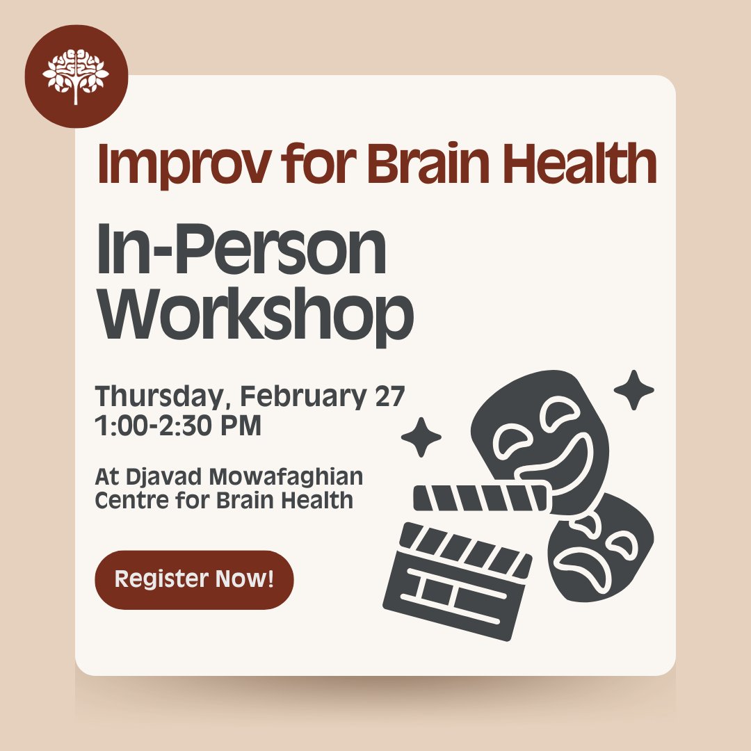 Join us for an in-person Improv for Brain Health workshop, to connect, exercise your brain and share some laughs! No improv experience required, everyone is welcome! Light snacks will be provided.

RSVP: bcbrainwellness.ca/events/in-pers…