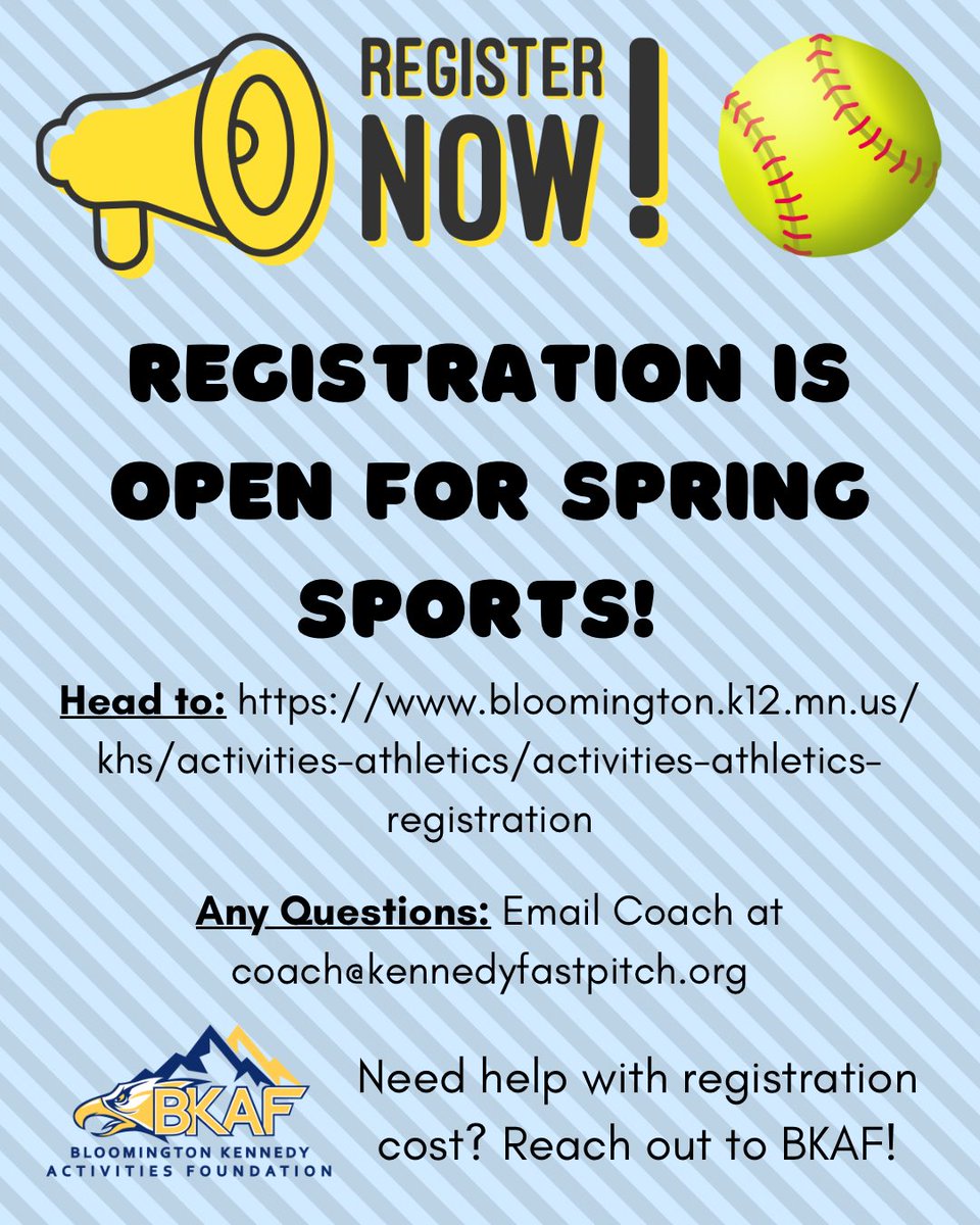 KennedySB01's tweet photo. If you’re thinking of playing softball there is no better time to register than NOW! Make sure you have an up to date physical. The countdown to season is on! https://t.co/RZvYsIRI4y