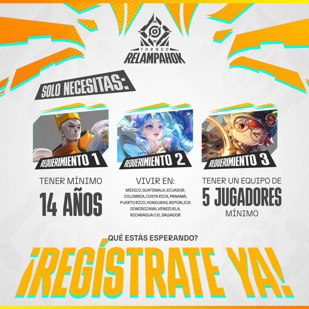 ¡Aventurero!  ¿Listo para competir por 150 USD? 💰

Asegúrate de cumplir con todos los requisitos para participar en el torneo de Honor of Kings #RelámpaHoK.

Inscríbete a los 3 clasificatorios y aumenta tus posibilidades de ganar ➡️ link.lvp.global/HoK
