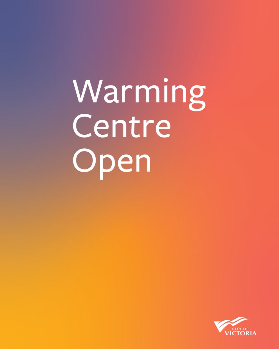 ❄️ As freezing temps &amp; snow continue, the City’s overnight emergency warming centre remains open Tuesday night at Cook Street Village Activity Centre, 380 Cook St. Hours: 830pm-730am Wednesday.
