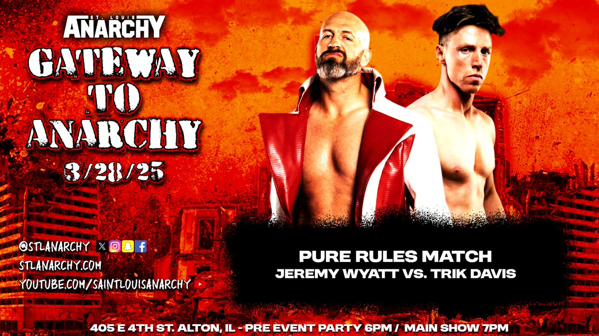 stlanarchy's tweet photo. A 2 out of 3 Falls Match, a baller tag match w/ a returning star, a Pure Rules contest, and oh yeah, a GHC defense between blood rivals.

Yeah, Gateway to Anarchy is shaping up quite nicely. #GTA2025 

🎟 available at https://t.co/YvBvVsq43s #DoItForTheBrand https://t.co/WxWjorz4Zc