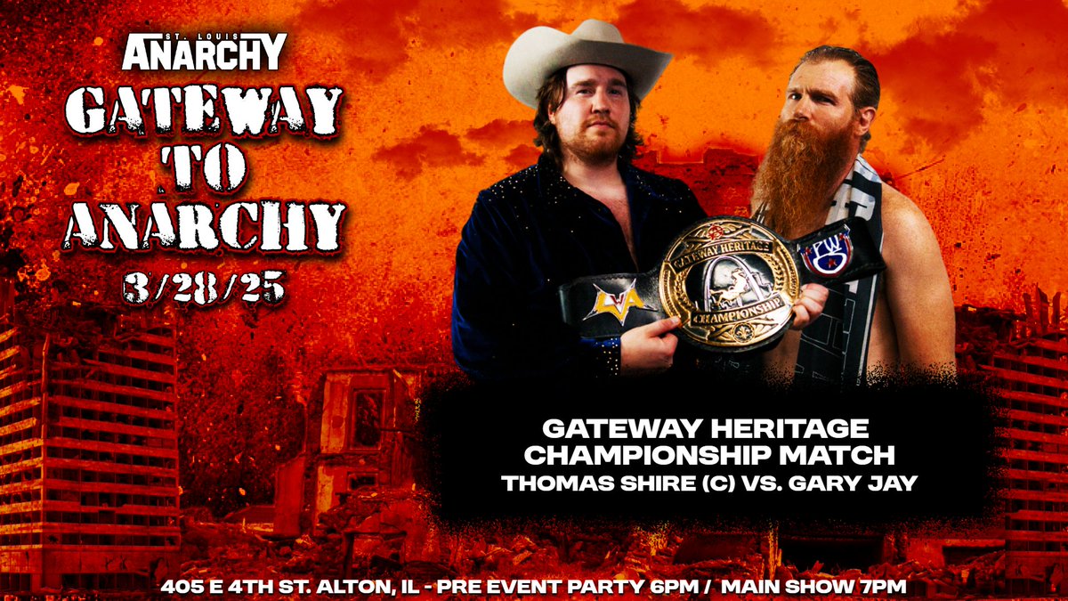 A 2 out of 3 Falls Match, a baller tag match w/ a returning star, a Pure Rules contest, and oh yeah, a GHC defense between blood rivals.

Yeah, Gateway to Anarchy is shaping up quite nicely. #GTA2025 

🎟 available at stlanarchy.com/tickets #DoItForTheBrand
