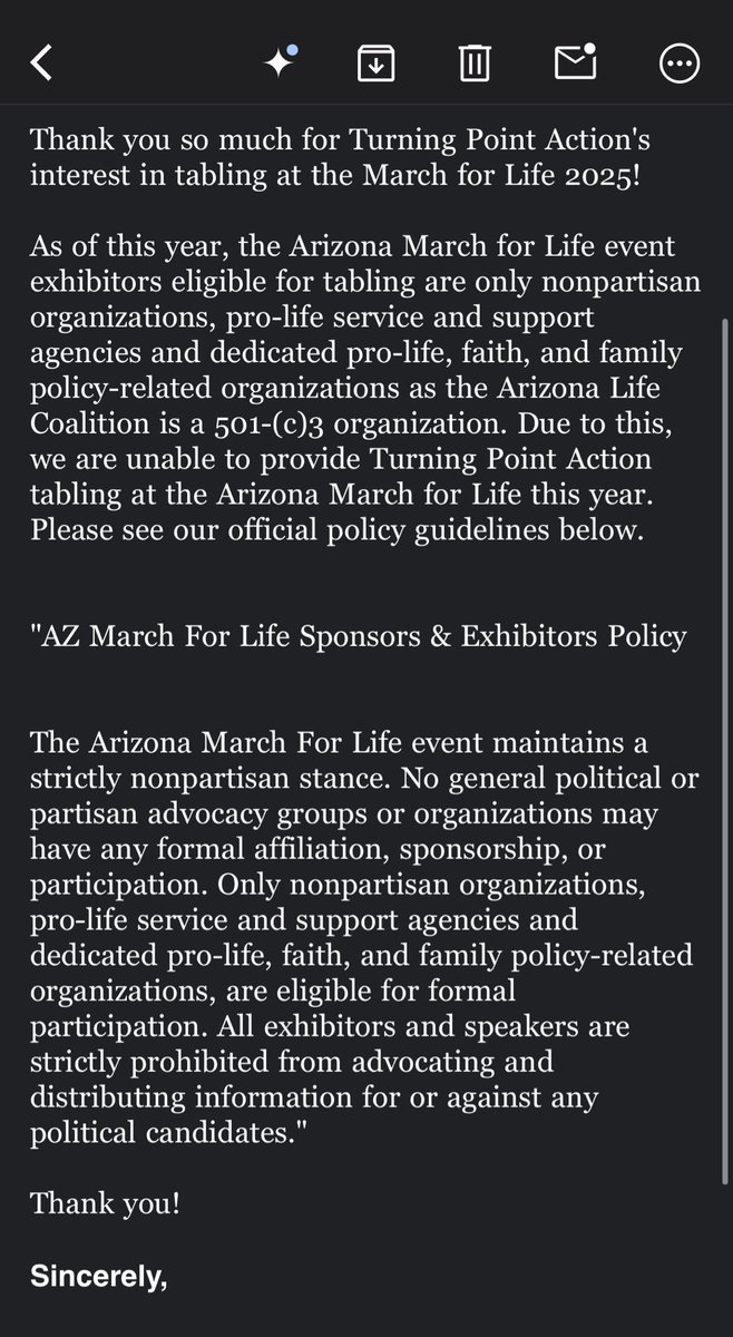 AlyssaGoncales's tweet image. @TPAction_ has tabled at @azlifecoalition March for Life for the last two years but not this year…
We fought so hard against prop 139 this last election and are continuing to do pro life work across the state. This won’t stop us but we are disappointed to not be able to be…