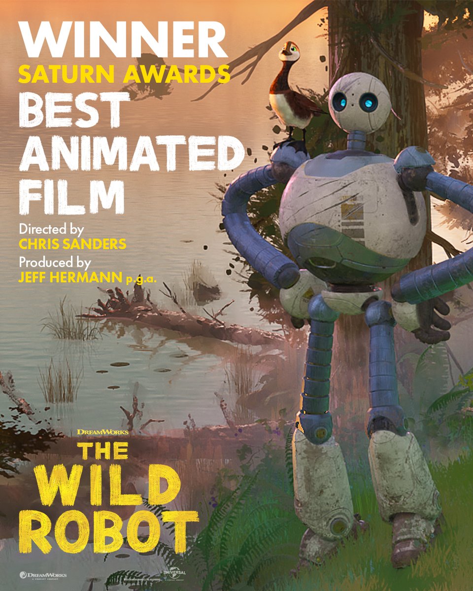 #TheWildRobotMovie takes home Best Animated Film at the #SaturnAwards!