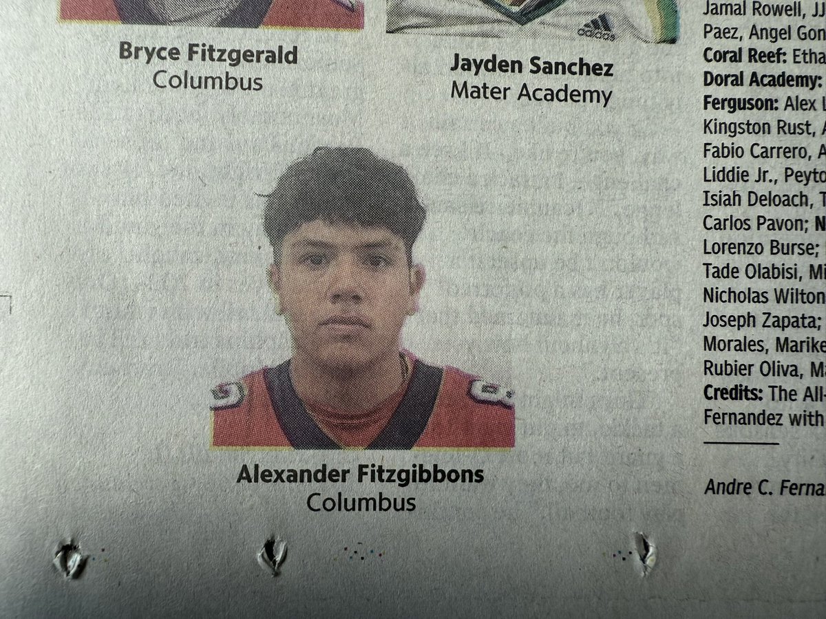 Alexander Fitzgibbons (@fitzmatic_) on Twitter photo Blessed to have made First-Team All Dade kicker.
<a href="/MiamiHerald/">Miami Herald</a> <a href="/cchsballcoach/">Dave Dunn</a>
<a href="/Coach_Oscar13/">Oscar Castañeda</a> <a href="/HKA_Tanalski/">Adam</a> Blessed to have made First-Team All Dade kicker.
<a href="/MiamiHerald/">Miami Herald</a> <a href="/cchsballcoach/">Dave Dunn</a>
<a href="/Coach_Oscar13/">Oscar Castañeda</a> <a href="/HKA_Tanalski/">Adam</a>