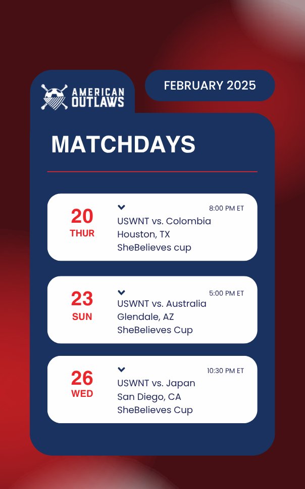 the february 2025 #USWNT schedule below. 

we'll see everyone at <a href="/ParlorSports/">Parlor Sports</a> on the 20th as we co-host a watch party with <a href="/NWSLBostonISA/">Boston ISA</a> !