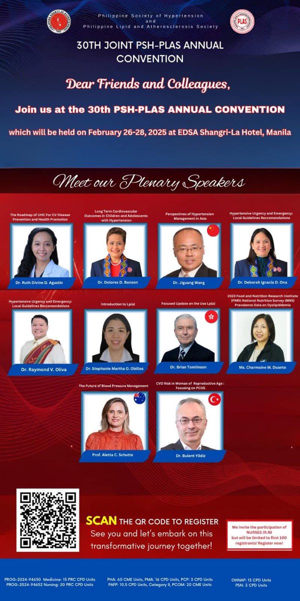 Endocrine_ph's tweet photo. Join us this February 26-28, 2025 as we tackle issues &amp; updates on hypertension, dyslipidemia &amp; related complicns. 
We have invited an impressive list of speakers both foreign and local to deliver content that will help you in your practice.

Register now! https://t.co/yrRnkQzHF7 https://t.co/6AXsb54HRq