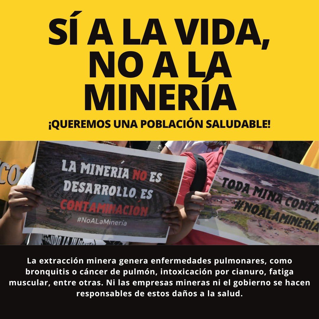 Sumado a los gigantescos daños ambientales, también están los daños a la salud, por eso decimos #NoALaMineriaSiAlaVida