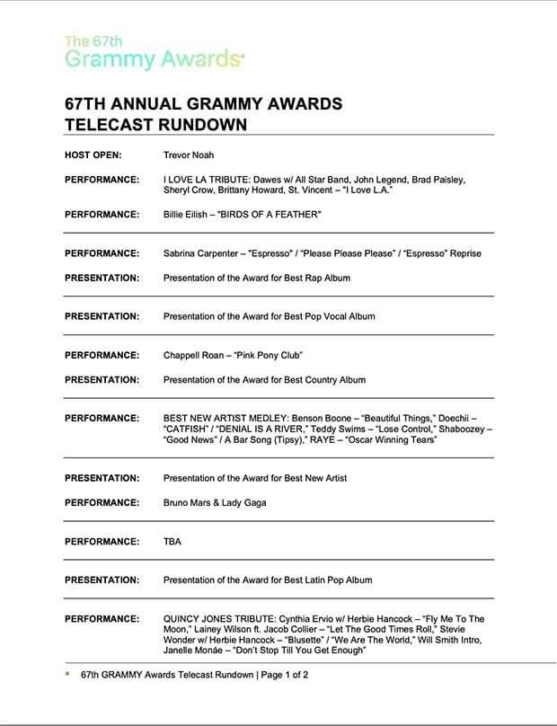 TheGrammyGuru's tweet photo. Award presentation order at the 2025 #GRAMMYs:

1. Best Rap Album
2. Best Pop Vocal Album
3. Best Country Album
4. Best New Artist
5. Best Latin Pop Album
6. Best Pop Duo/Group Performance
7. Record of the Year
8. Song of the Year
9. Album of the Year https://t.co/joFAvG3dFY