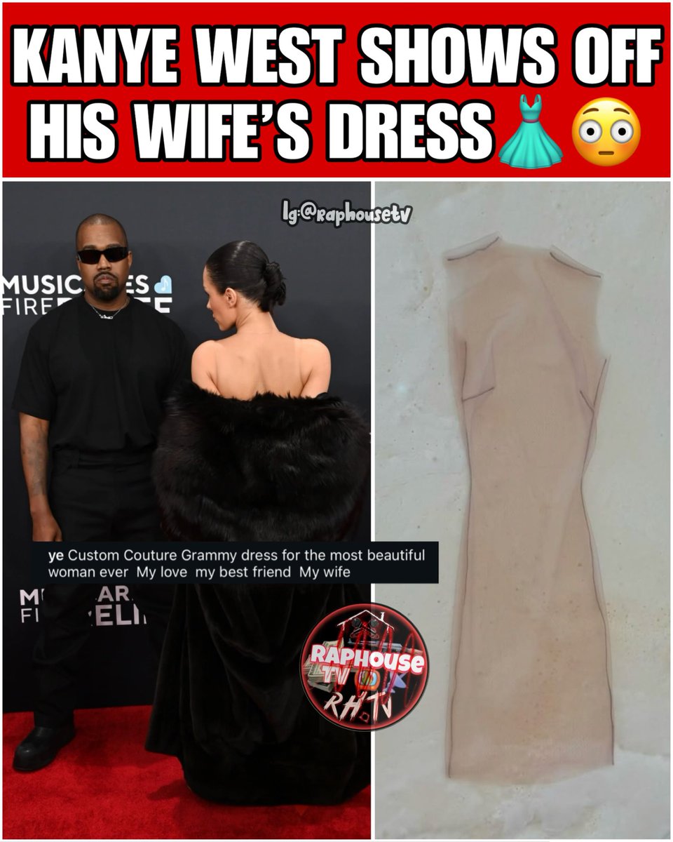 Kanye West shows off His wife's dress Kanye West shows off His wife's dress