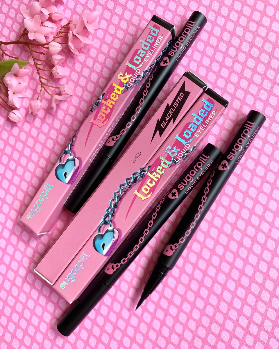 sugarpillmakeup's tweet photo. Meet your new obsession: a pigment-loaded, pitch black liquid eyeliner pen with perfect glide and zero smudge or transfer! Our Locked & Loaded formula is #vegan and cruelty-free ๐ค #sugarpill #indiemakeup #liquideyeliner #waterproof #graphiceyeliner #gothmakeup #asianmakeup https://t.co/18ILVmPSRU