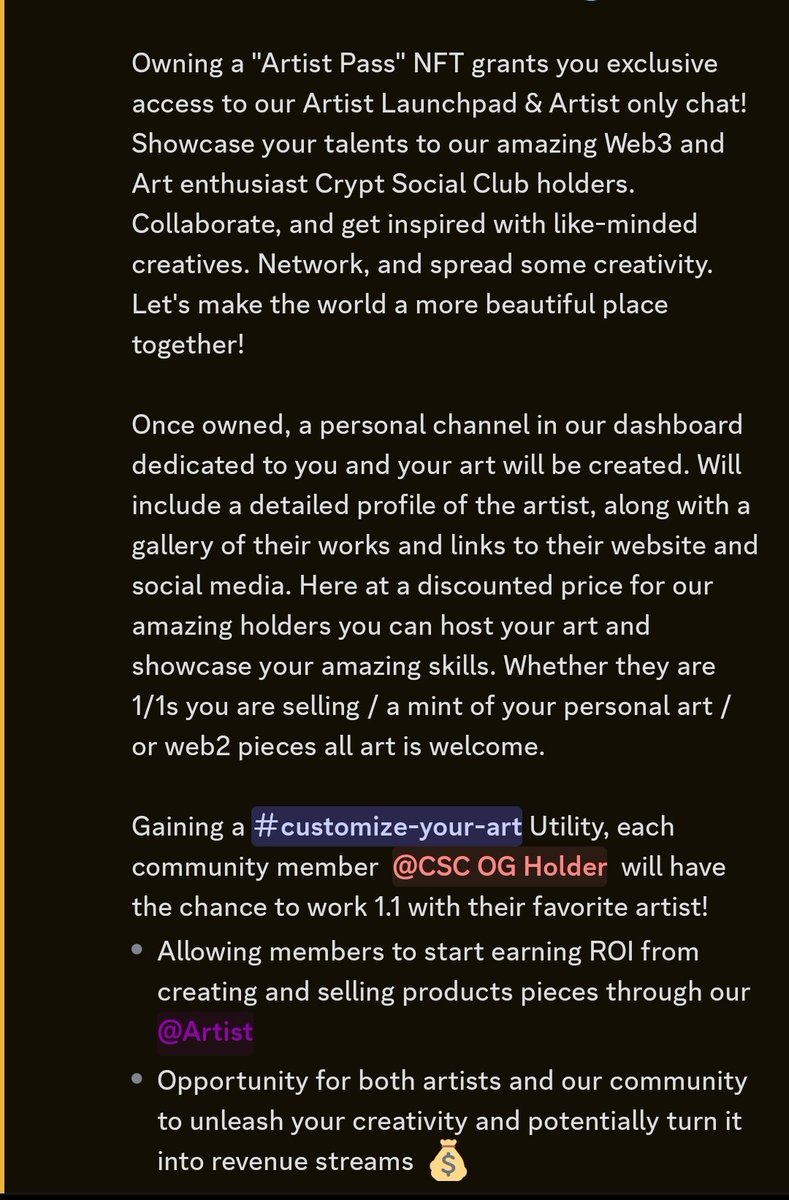 _DeathBatCult_'s tweet photo. The @cryptsocialclub currently has 20 amazing #CryptArtist and is always growing! π If you or anyone you know would be interested in learning more about the #CryptArtistPass, hop in the discord and let us know! Lets grow together! π€πππ¨
Artist Pass
https://t.co/XsmMO5mE6Q https://t.co/j2QYCw8WvR
