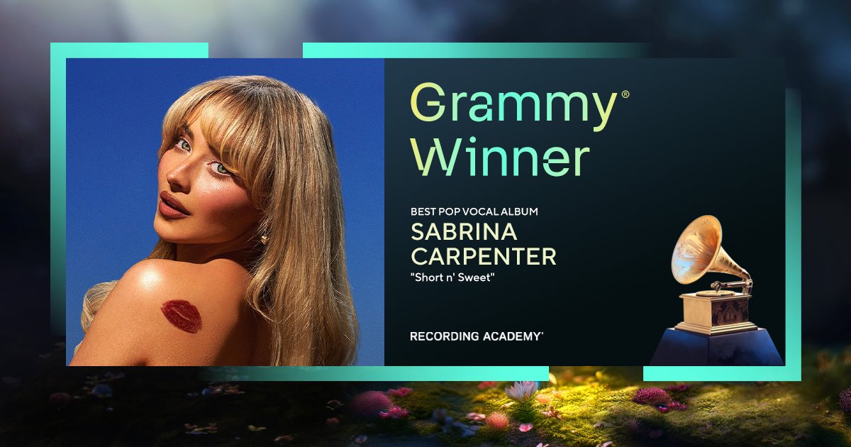 RecordingAcad's tweet image. Congrats Best Pop Vocal Album winner - 'Short n' Sweet' @sabrinaannlynn. #GRAMMYs