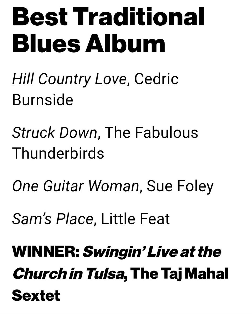 2025 Grammy Awards 블루스 부문 수상자.