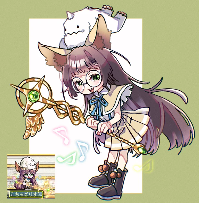 22人目はちゃぱ()さんです!メガネ!けもみみ!!にらめっこしてたらにこ～～～ってしてる幻覚が見えましたちゃぱさんもかわいい絵を描くクリエイターなのであちらも要チェック!!#メイプルストーリー #メイプルストーリークリエイターズ 