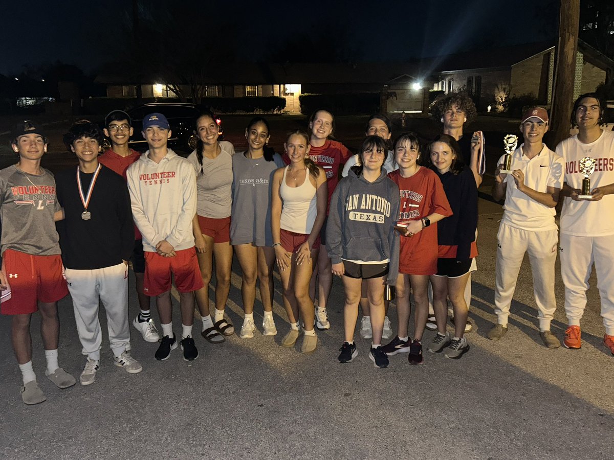 Super proud of this group of kids right here! 5 matches in two days, lots of hardware and great memories made. Thank you A&amp;M Consolidated for another great tournament. A special thank you to our seniors and their parents for our last away tourney together.