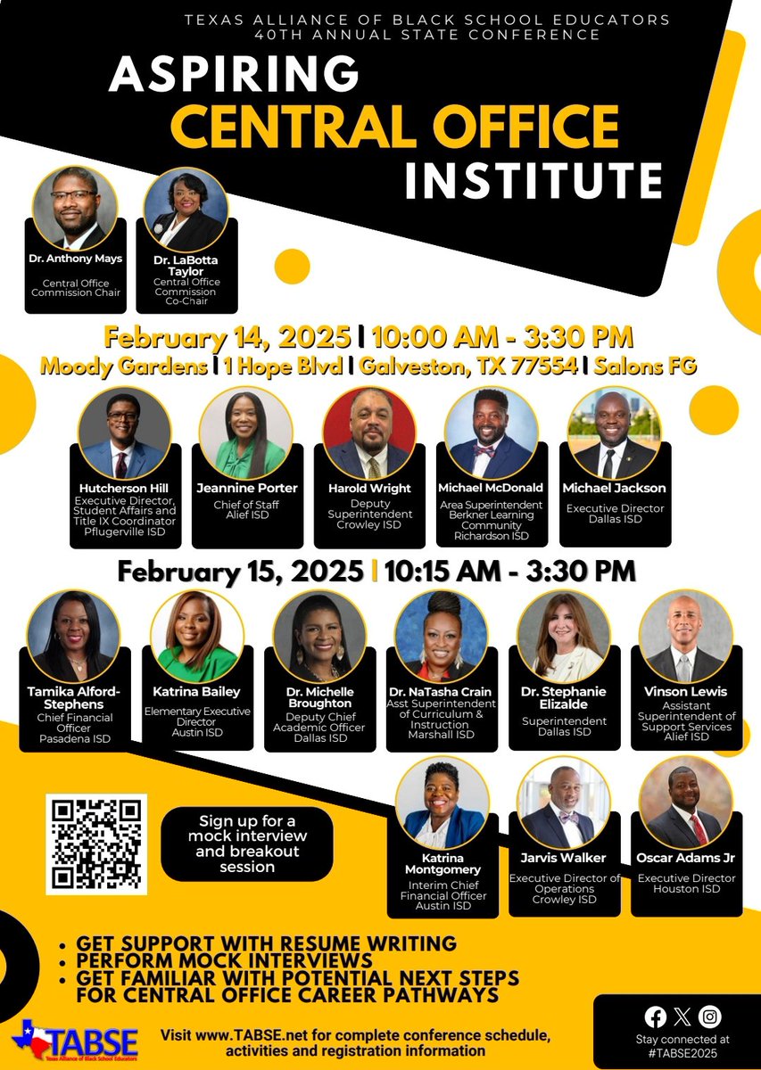 Excited to be a part of the Aspiring Central Office Institute at the  40th Annual TABSE State Conference - Feb 14-15.  I’ll be sharing insights on leadership, growth, and the transition to central office roles alongside an incredible lineup of education leaders.