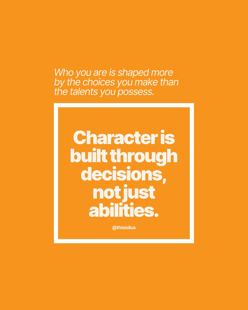 thisisilus's tweet photo. Who you are is shaped more by the choices you make than the talents you possess. Character is built through decisions, not just abilities.
.
.
.
#ThisIsILUS #ILUS2025 #LeadershipQuote #Abilities https://t.co/KafgIDnhNf
