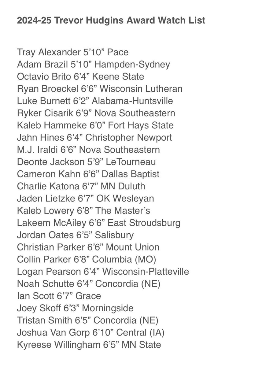 What an honor for our guy <a href="/ian_scott4/">Ian Scott</a>! Ian was named to the 25 potential Trevor Hudgins Award winners, which is awarded to the player with the best career in small college basketball (D3, D2, NAIA).
