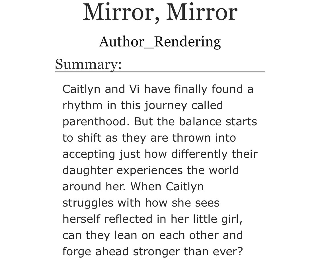 Chapter one of autistic Caitvi daughter is live! I think! I barely know how to use the internet! 

archiveofourown.org/works/62729854…