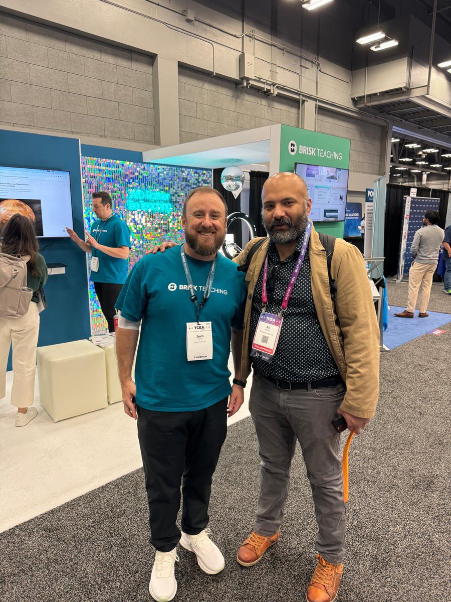 AliAFaruqi's tweet photo. At the booth of @briskteaching with Josh Boyce. Jess, we missed you! Can’t wait to catch up and chat more!

@flutenfeather , @AnnaDyagileva1 , @TCEA https://t.co/mox60XA1Gu
