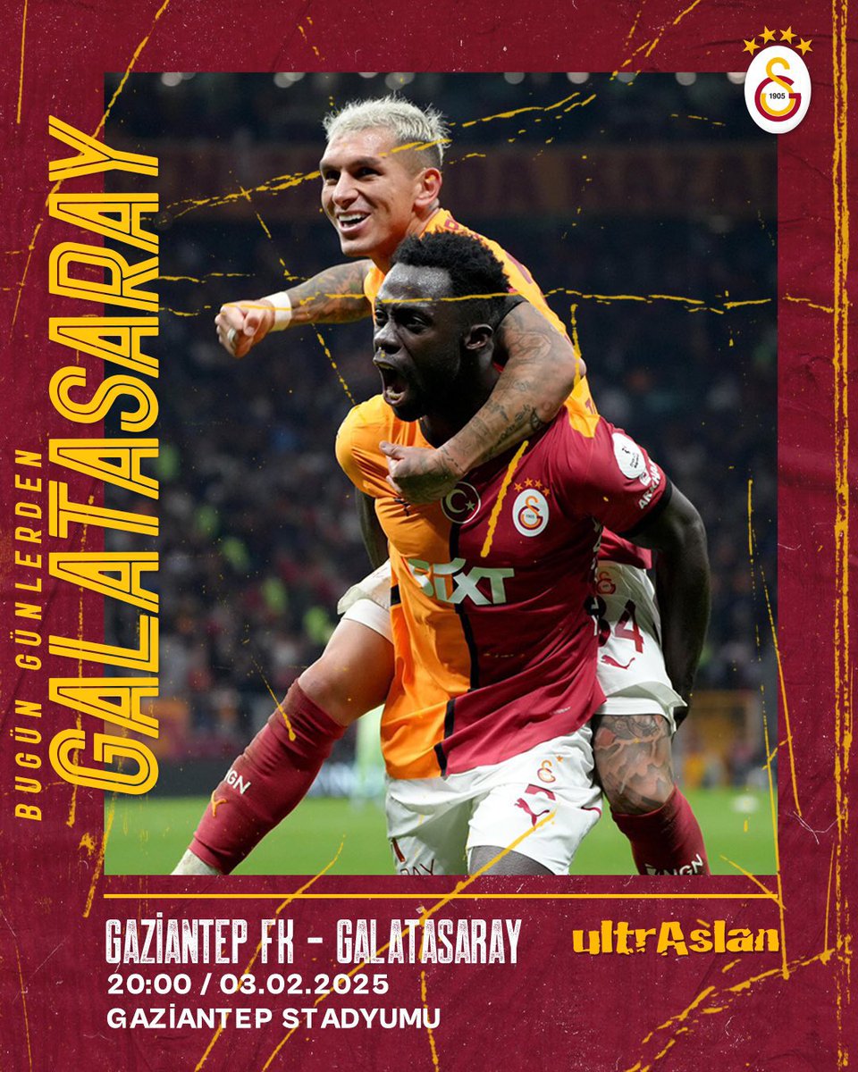 #BugünGünlerdenGALATASARAY 💪

🏆 Trendyol Süper Lig 2024-2025 Şamil Ekinci Sezonu
🗓️ 22. Hafta
⚽ Gaziantep FK
📆 03.02.2025
⏰ 20.00
🏟️ Gaziantep Stadyumu

#ultrAslanGaziantep