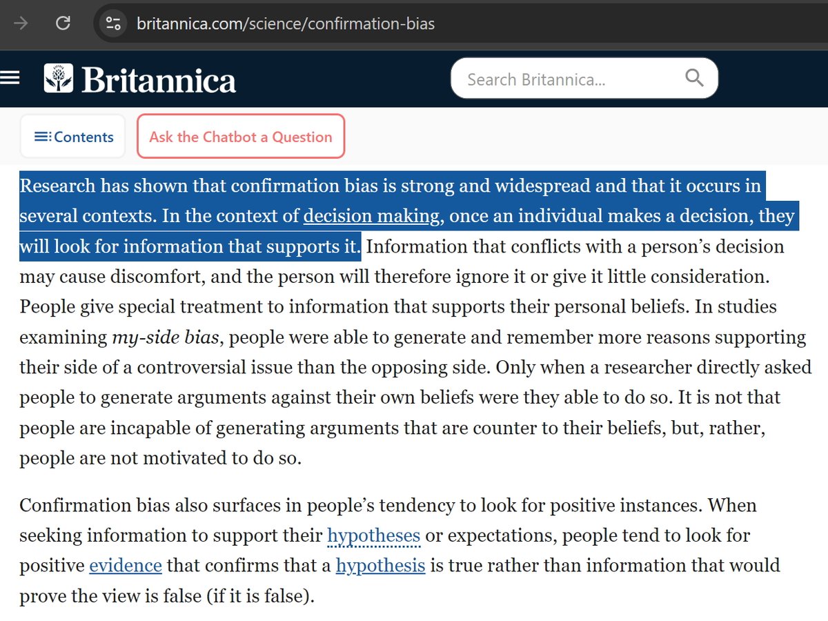 Kendi fikirleri, kararlari hatali olsa bile, insan hep kendini destekleyen alanlara odaklaniyormus.
