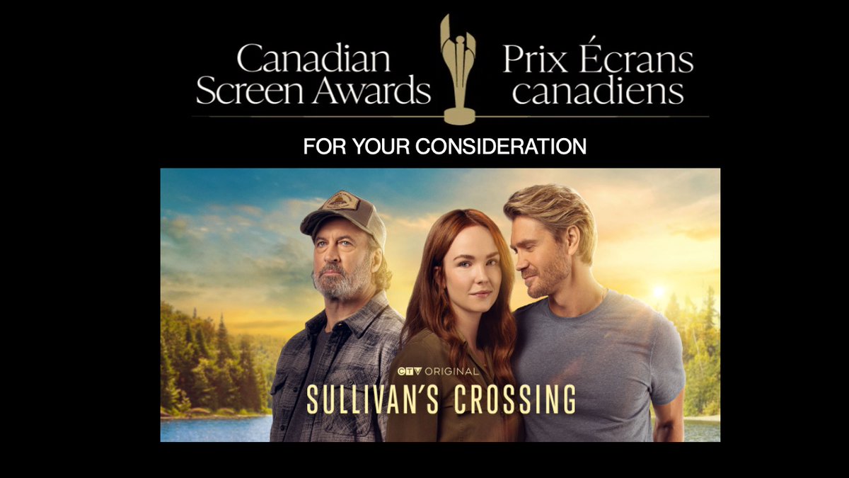 First round of voting to determine the nominees for the 2025 Canadian Screen Awards is  open until February 13th 2025. Excited to announce Sullivan's Crossing is eligible for consideration! If you are a voting member of the Academy, please consider voting for Sullivan's Crossing!