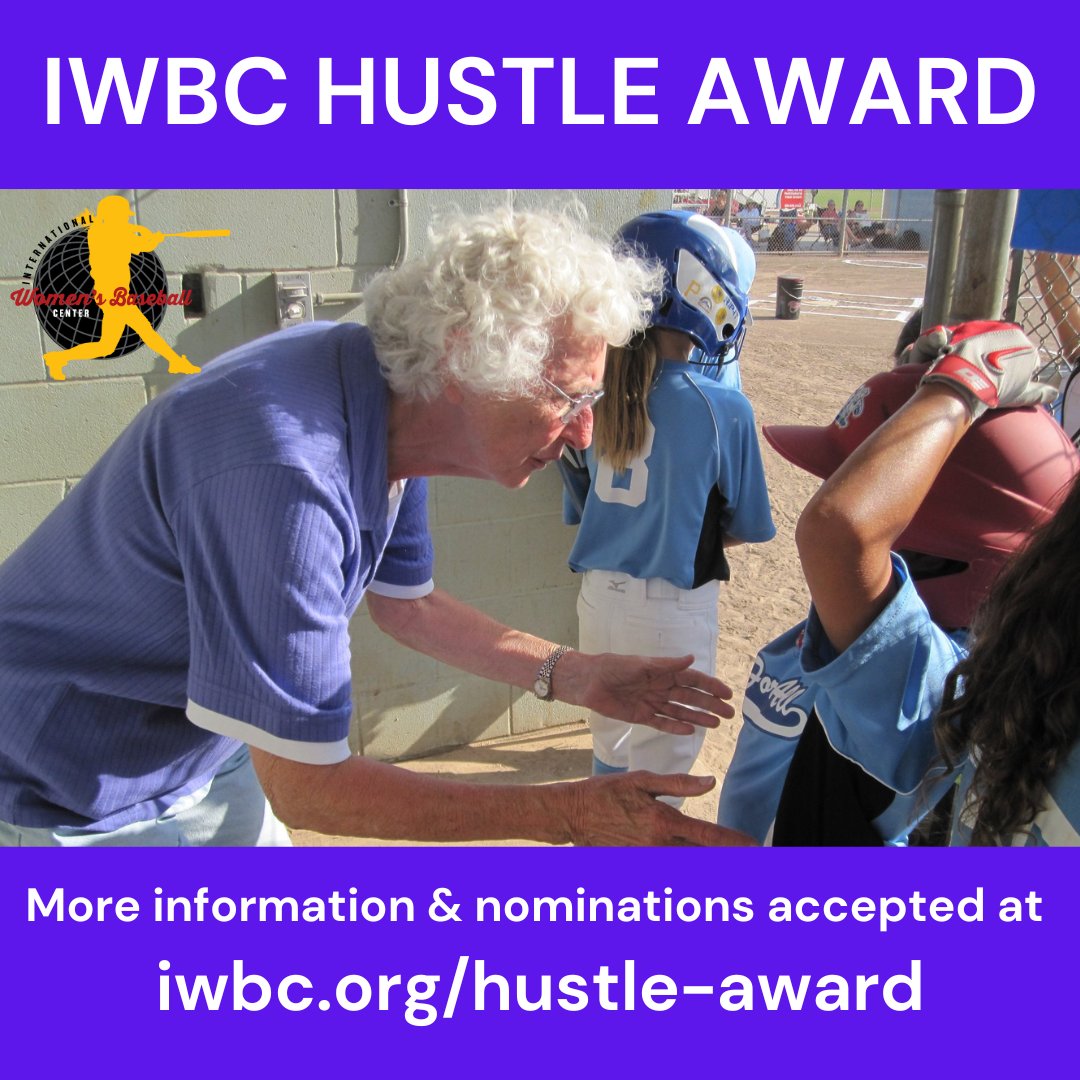 WBaseballTrail's tweet photo. Nominations for the 3rd annual IWBC Hustle Award are open all this week! Nominate someone making a difference for girls and women in baseball and learn more about baseball icon Shirley "Hustle" Burkovich today at https://t.co/tZQ2kQOIWr #HustleAward #ALOTO #AAGPBL #IWBC https://t.co/8b3fq60dKr