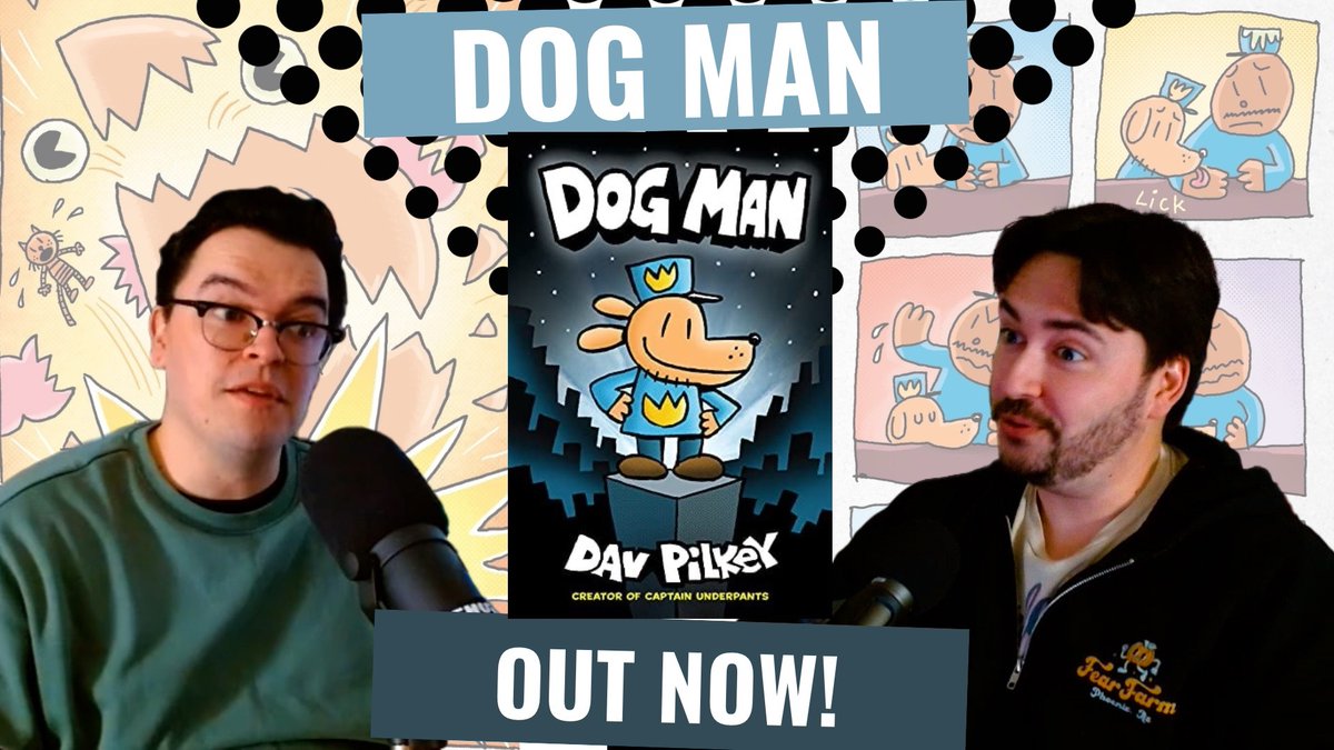 TradeWaitersPod's tweet photo. If you're excited for #dogman then you should check out our new episode where we read Volume 1 of Dog-Man by Dav Pilkey!! This is the most reviewed book on Amazon we've ever read and it deserves its rating!  Yes we are grown men reviewing a children's comic and it rules https://t.co/xwjzww2Ref