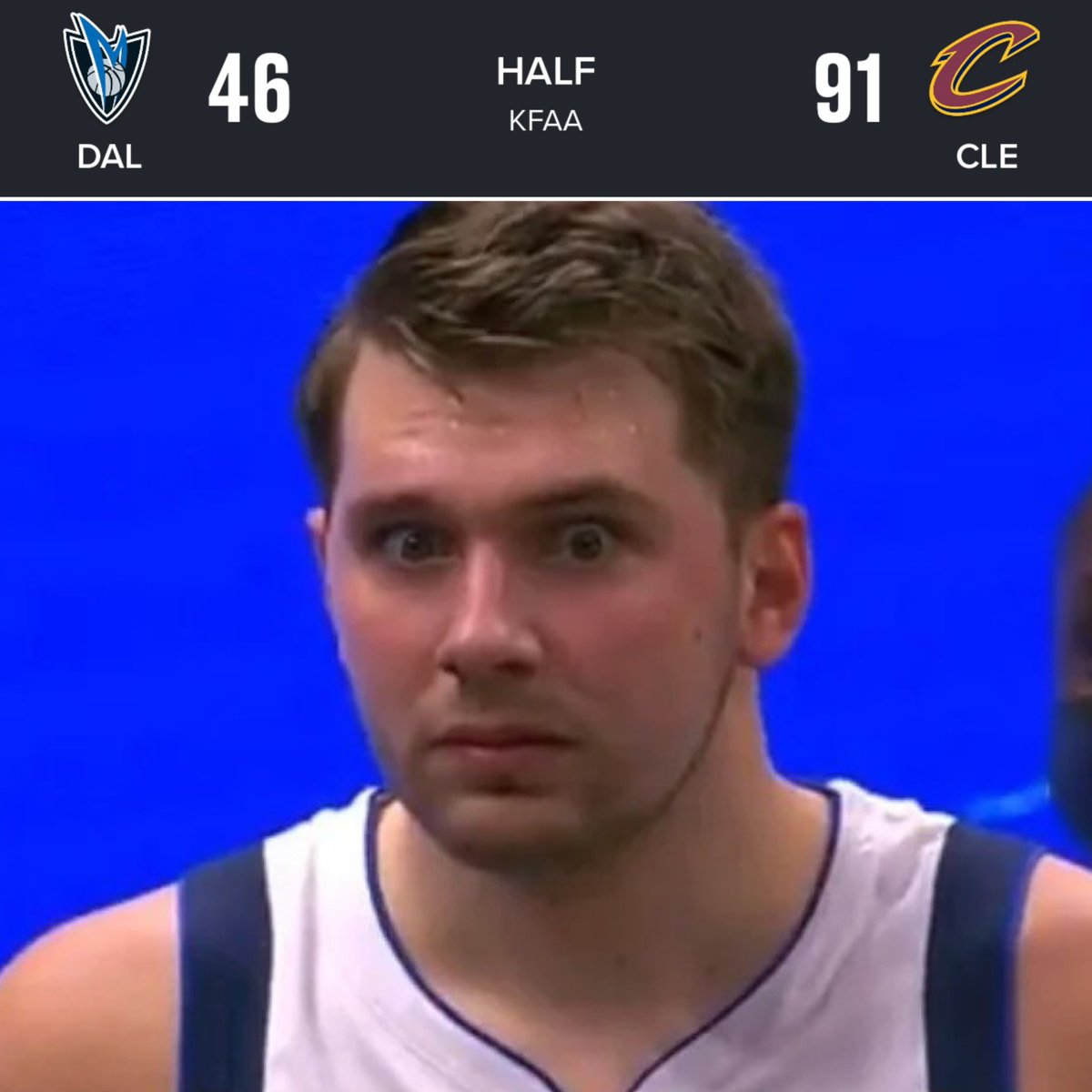 BleacherReport's tweet image. Mavs not putting up much of a fight vs. Cleveland 😅

Cavs drop 91 PTS IN THE 1H 🤯‼️