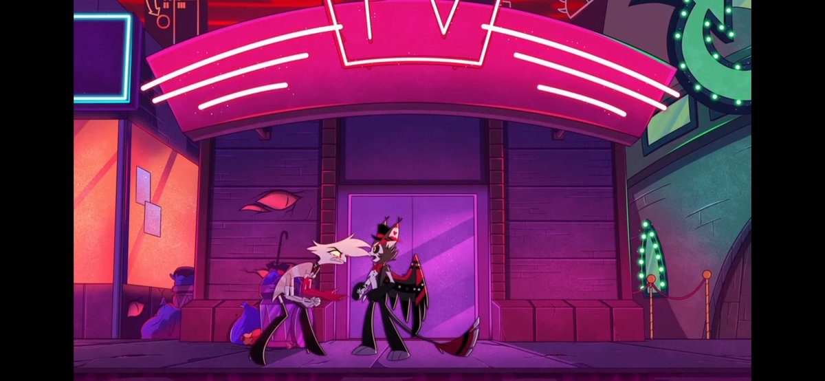 CamLeche's tweet photo. I knew it happen, cuz I LOVE this show, but I JUST  became aware of HOW MUCH Angel hunches or bends over to argue with Husk 🤣😭🤣

Like: “I’m pissed off, BUT I’m STILL gonna argue at YOUR level 🫵😡” #HazbinHotel https://t.co/vFmsvQbACO